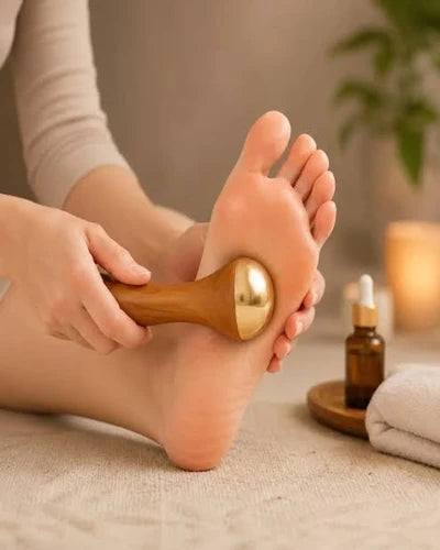 Kansa Wooden Massager for Face & Feet | Handheld Face Massage Tool