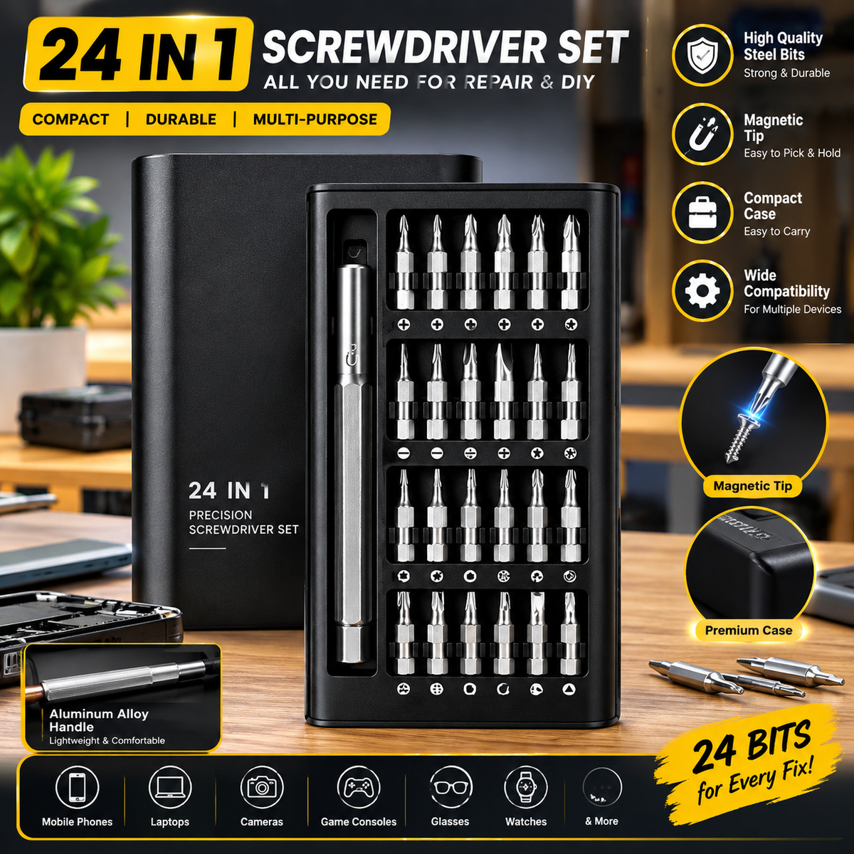 24-in-1 Precision Screwdriver Set | Portable Mini Repair Tool Kit with Storage Box