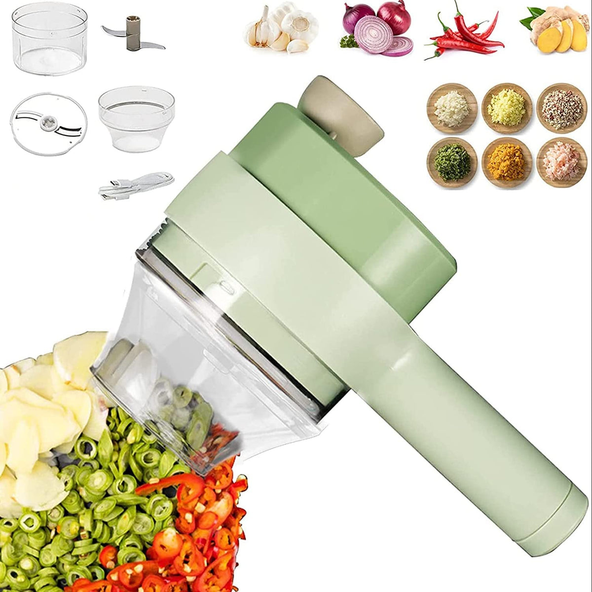 Electric Vegetable Cutter & Chopper | Handheld Multifunctional Food Slicer