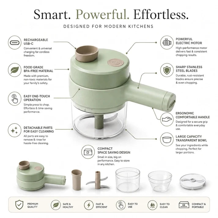 Electric Vegetable Cutter & Chopper | Handheld Multifunctional Food Slicer